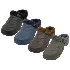 S2380-M - Wholesale Men's "Easy USA" Cotton Terry Lining Insole Soft Clogs *J (*Assorted Black. Navy. Brown And Gray)